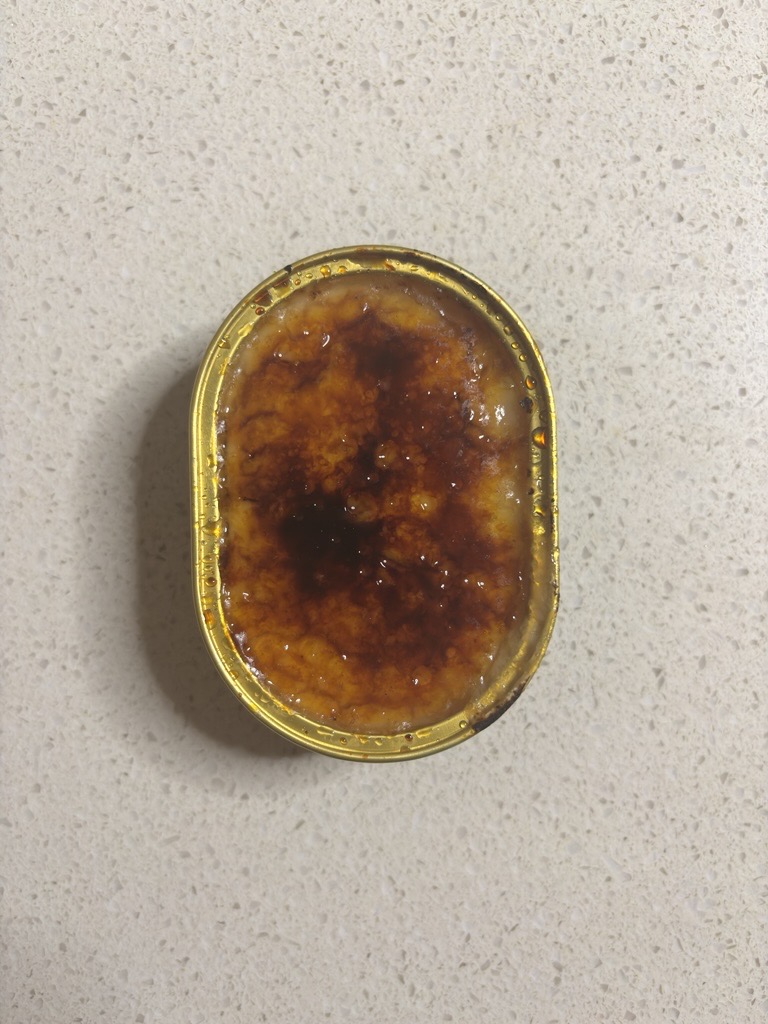 Single Crema Catalana in traditional tin — Tapas Madriz Melbourne