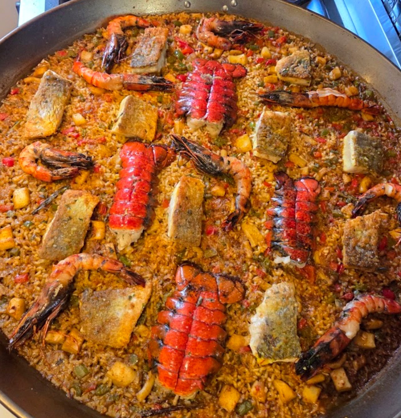 Live paella cooking at a Melbourne event